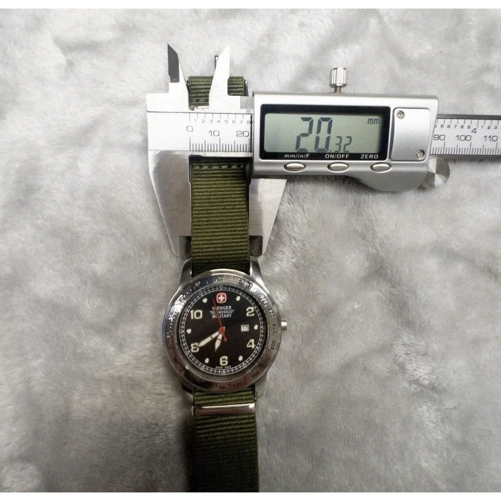 Wenger Swiss Military Mens 38mm Watch Black Dial Tachymeter New Battery Strap